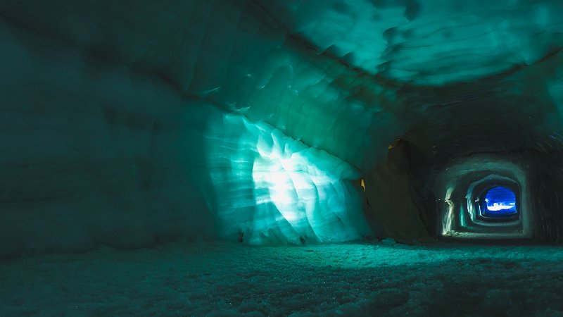 Artificial cave in the Langjökull glacie