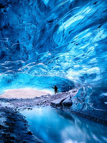 Cave in the Vatnajokull glacier, Iceland
