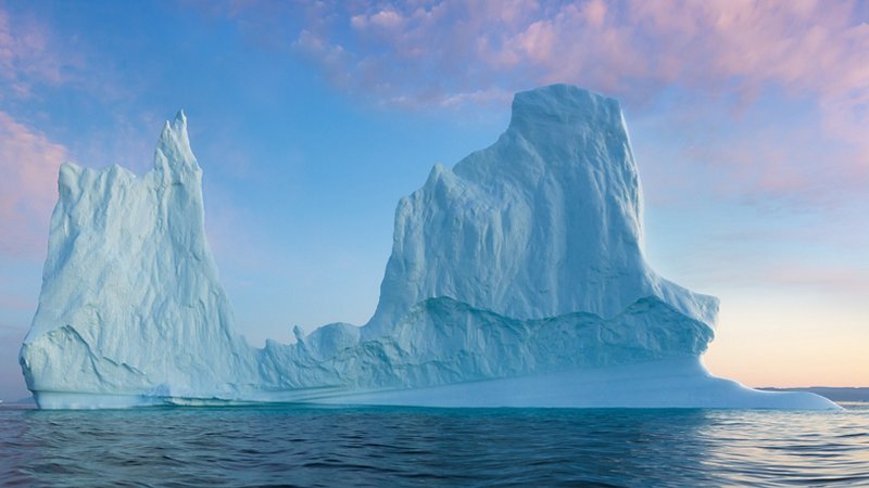 Boat among the icebergs