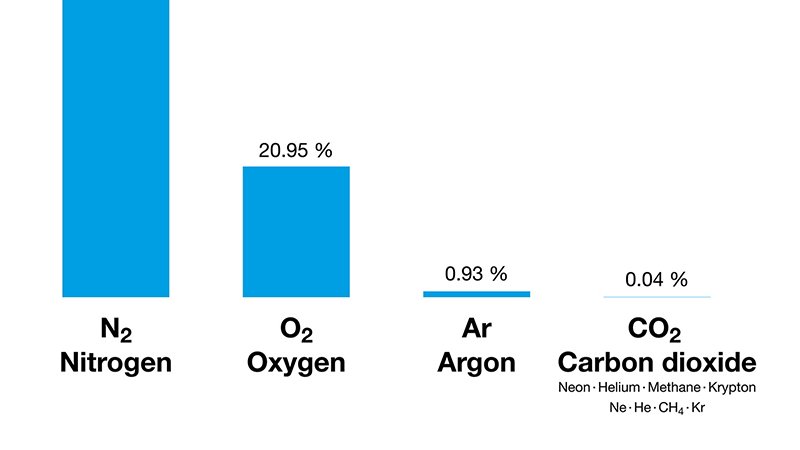 Percentages of gases