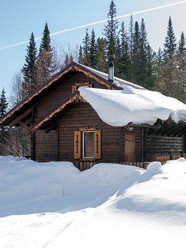 Snow-covered chalet