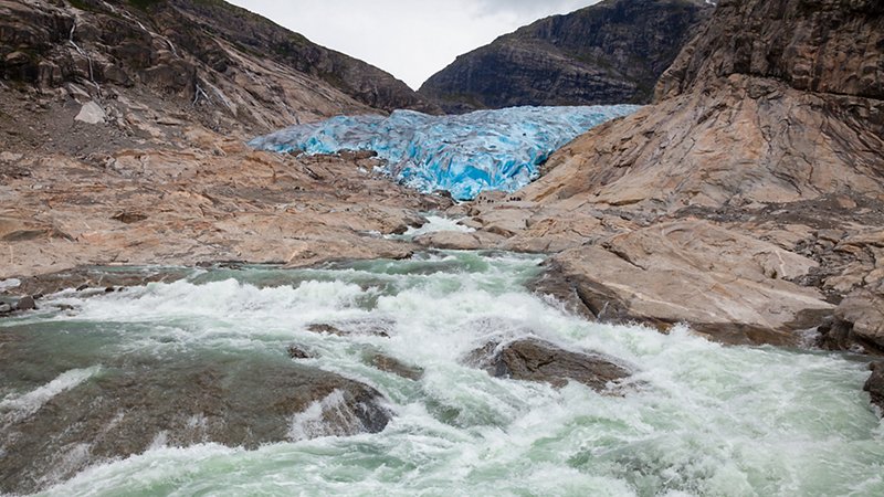 Waters of glacial melt