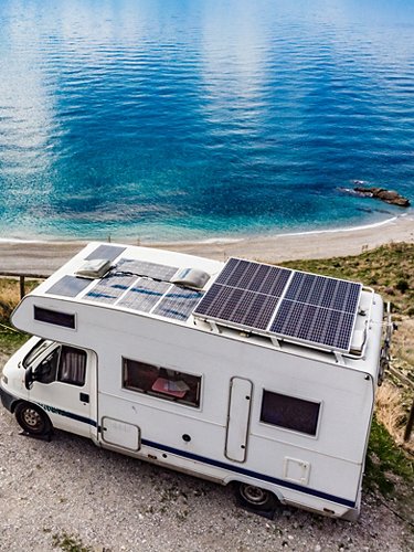 Photovoltaic panels on a camper