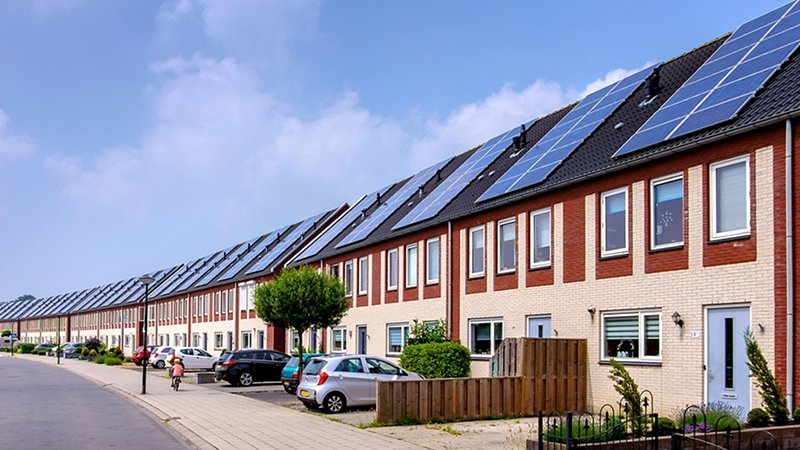 Villas with photovoltaic panels