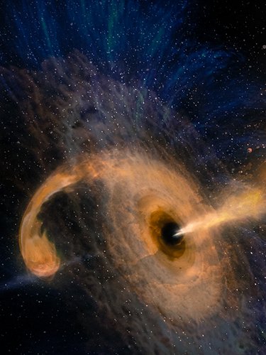 Matter and energy from a black hole