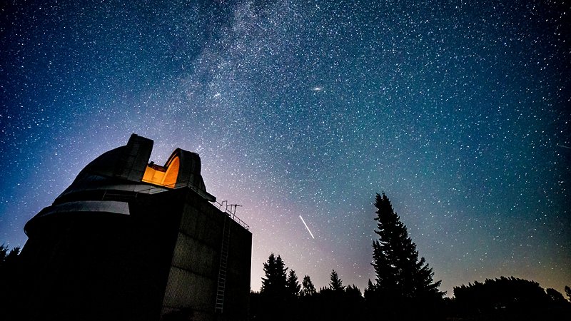 Observatory and starry sky