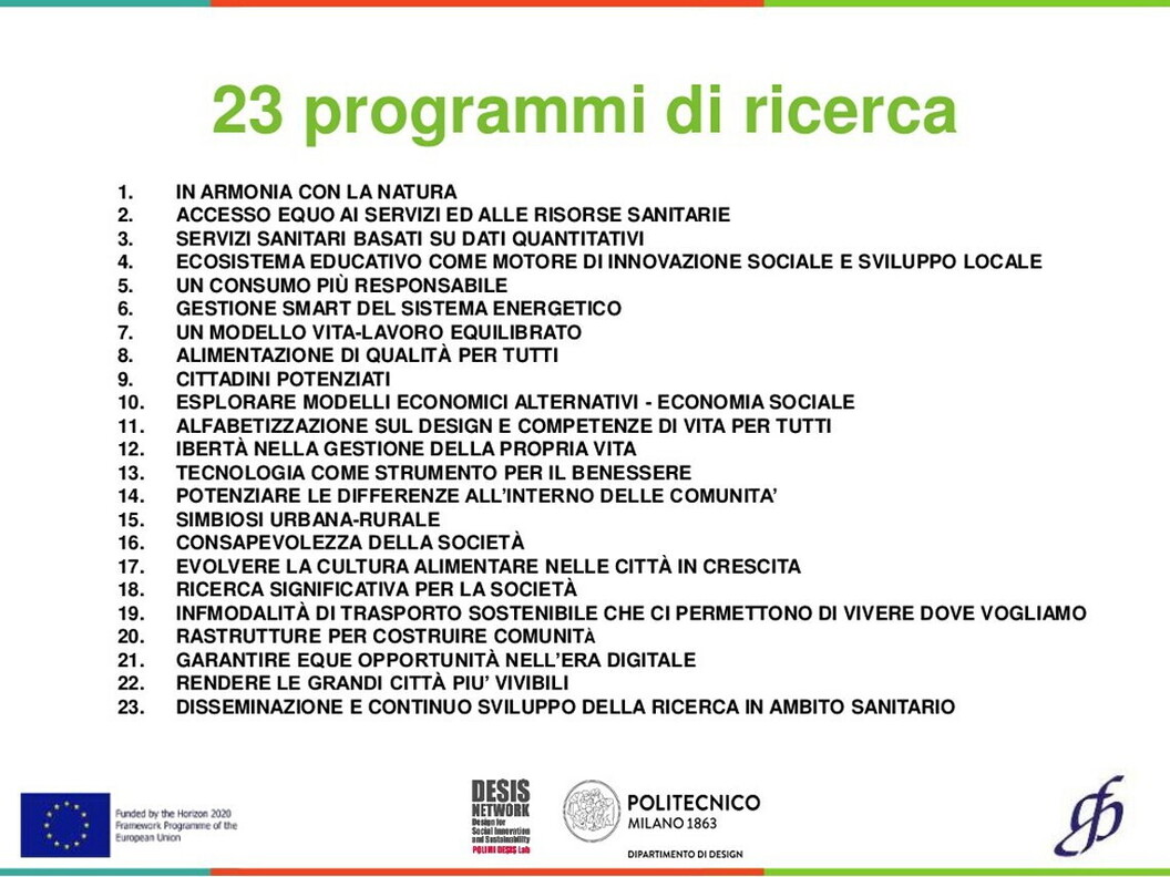 I 23 programmi di ricerca di Cimulact, fonte Fondazione Giannino Bassetti in Slideshare